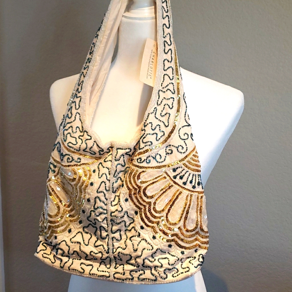 BNWT Sequin + Beaded purse/hobo by Charlotte